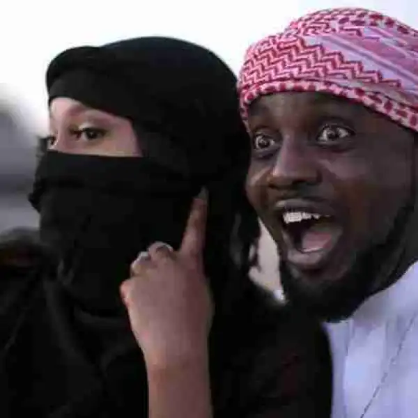 Mabel Makun Rocks Hijab To Dubai Desert With Her Husband, Comedian AY